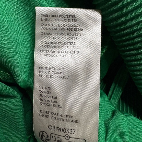 GUC Anthropologie- Vibrant Green Pleated Midi Dress. Size L - Picture 5 of 6